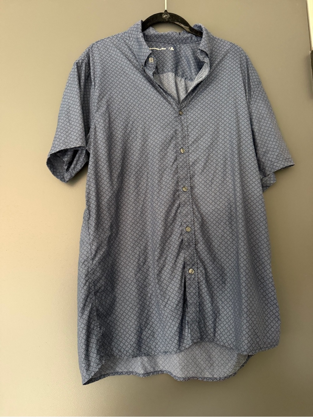 Abercrombie & Fitch Blue Short-Sleeve Printed Button-Down Shirt
